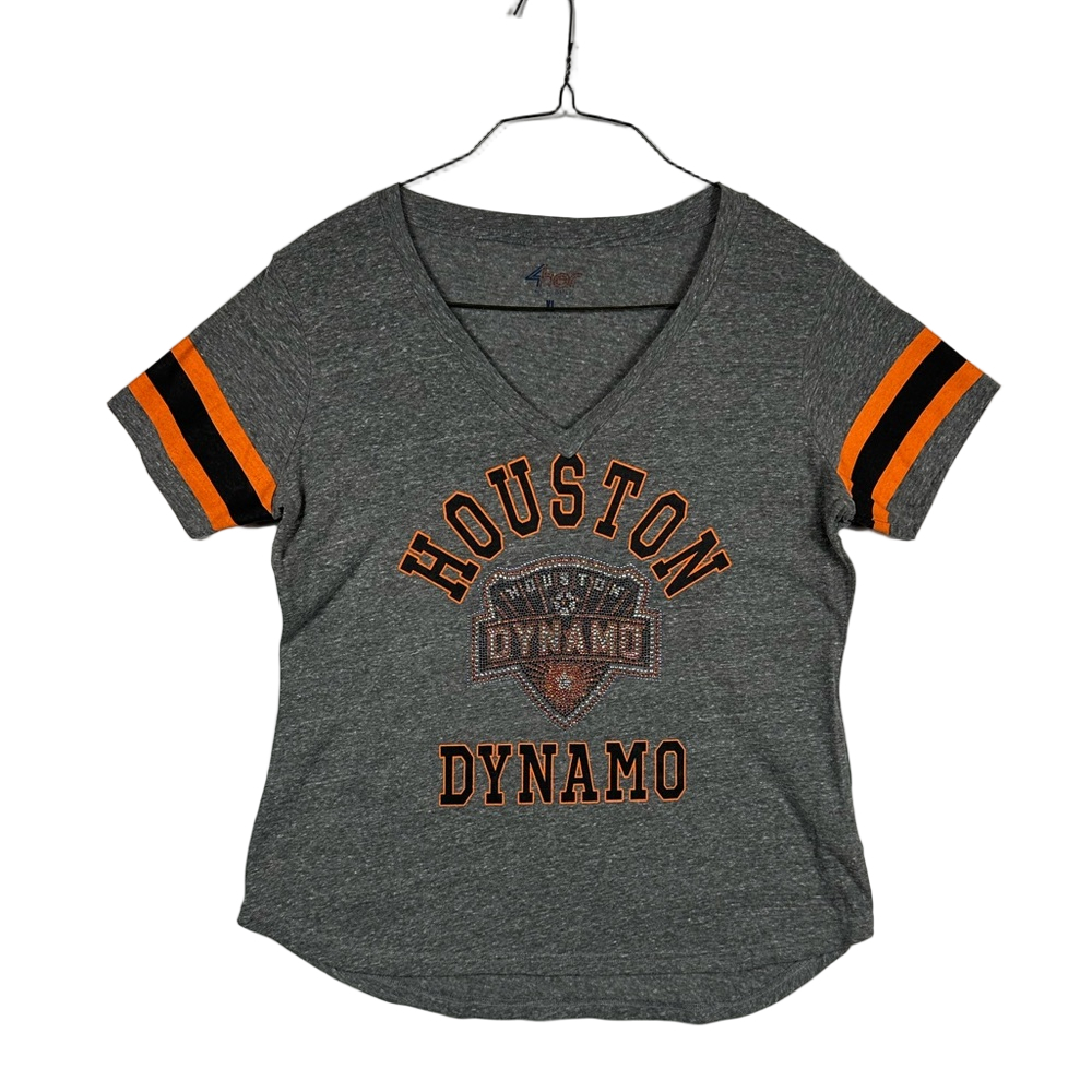 Houston Dynamo Bling Women's Gray V-Neck Tee Size XLarge